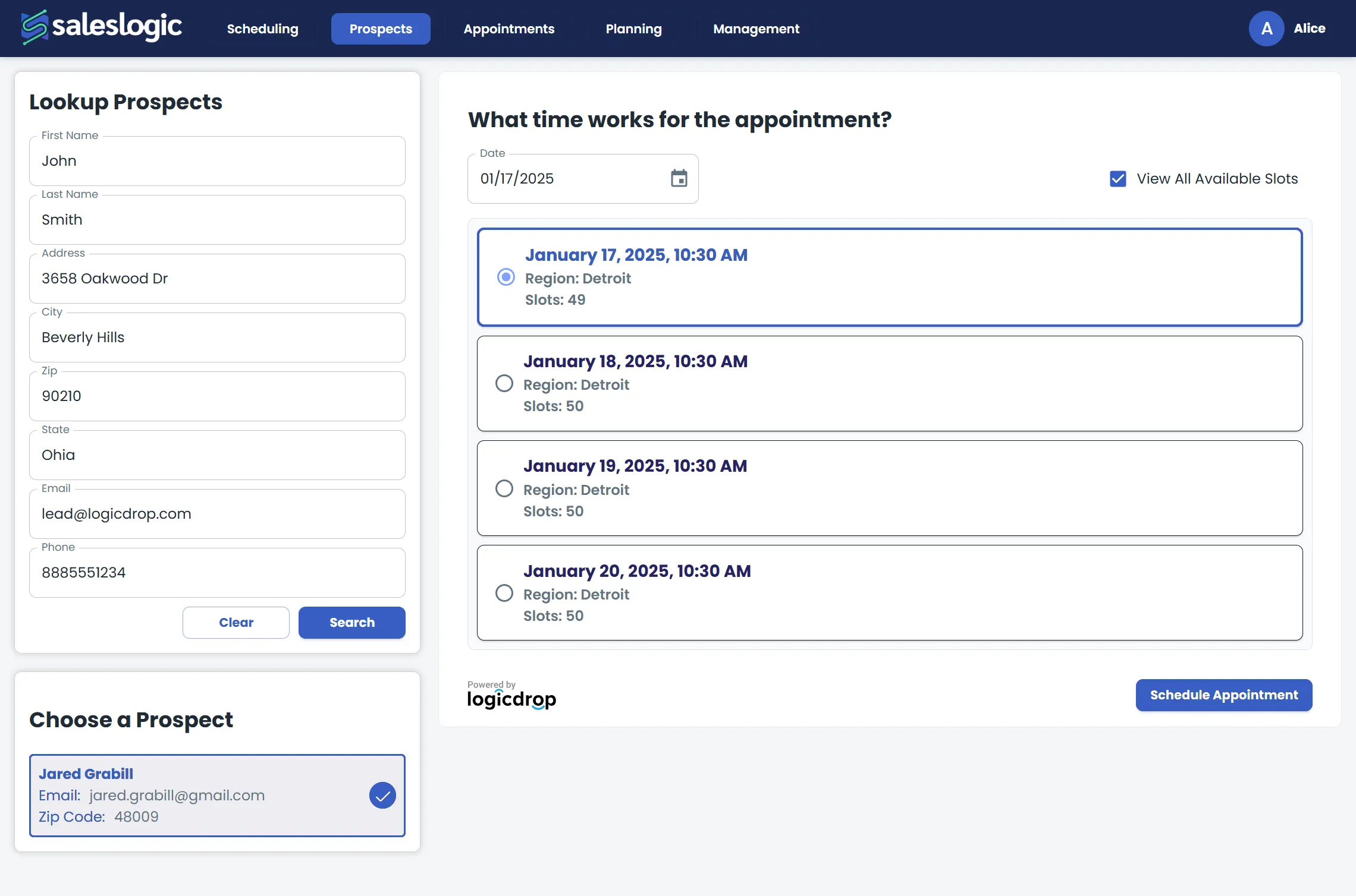 Dynamic scheduling widgets